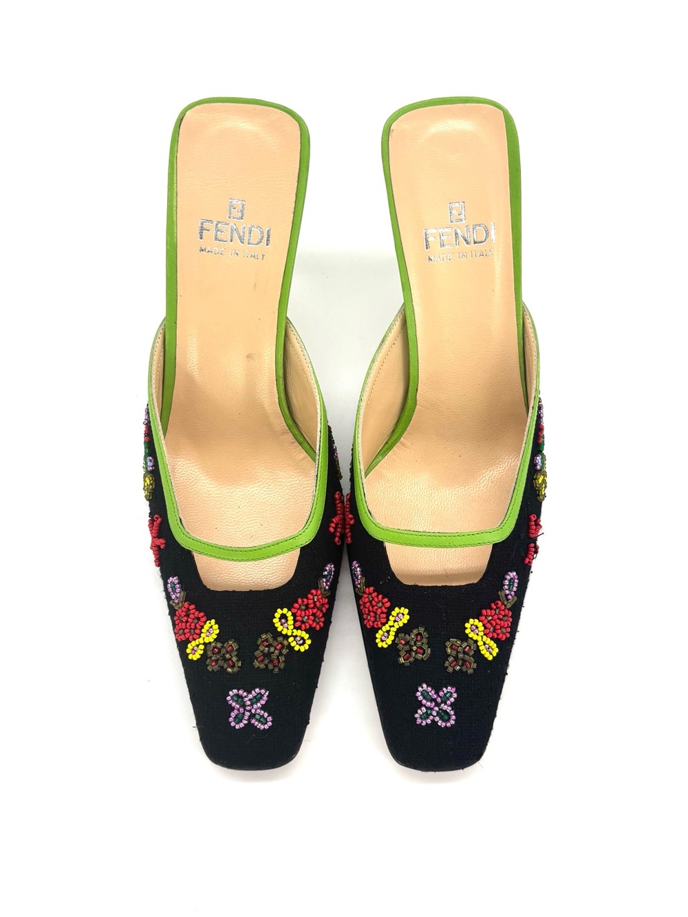 Fendi Vintage Floral Beaded Embellished Slip On Mules Pumps 6 - Picture 8 of 10